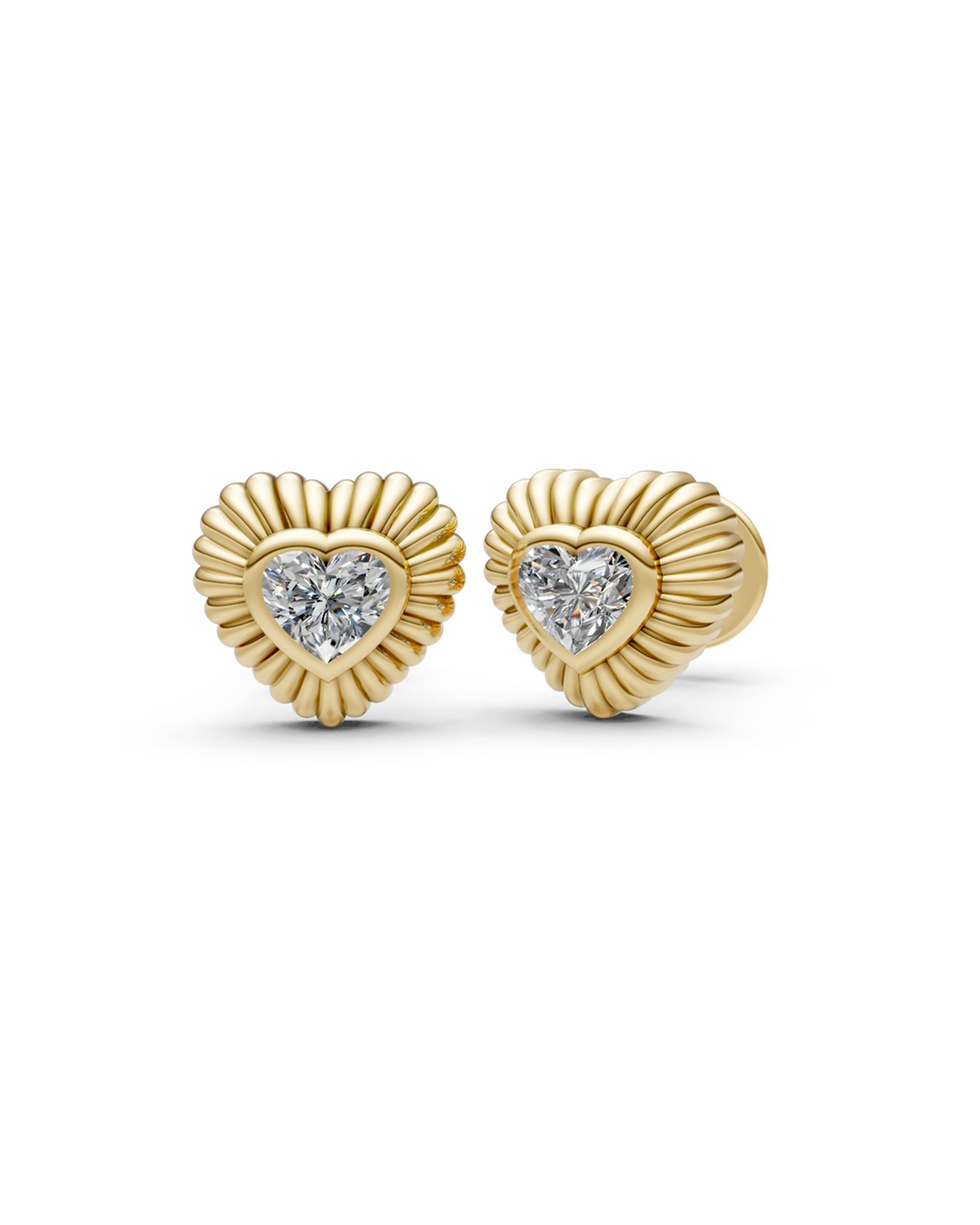HEART FLUTED STUD EARRINGS