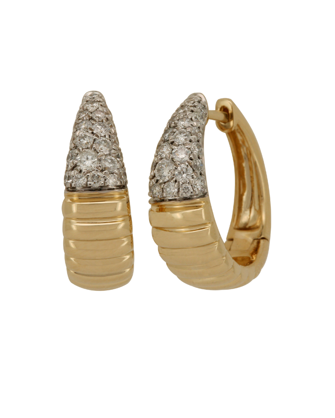 PAVÉ TIP RIBBED HOOP EARRINGS