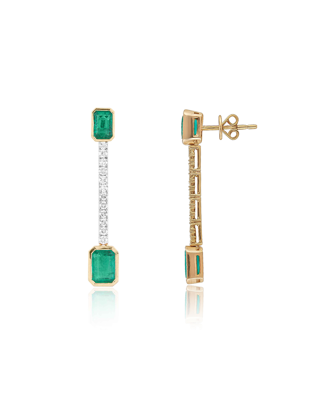 COLOMBIAN EMERALD LINE DROP EARRINGS