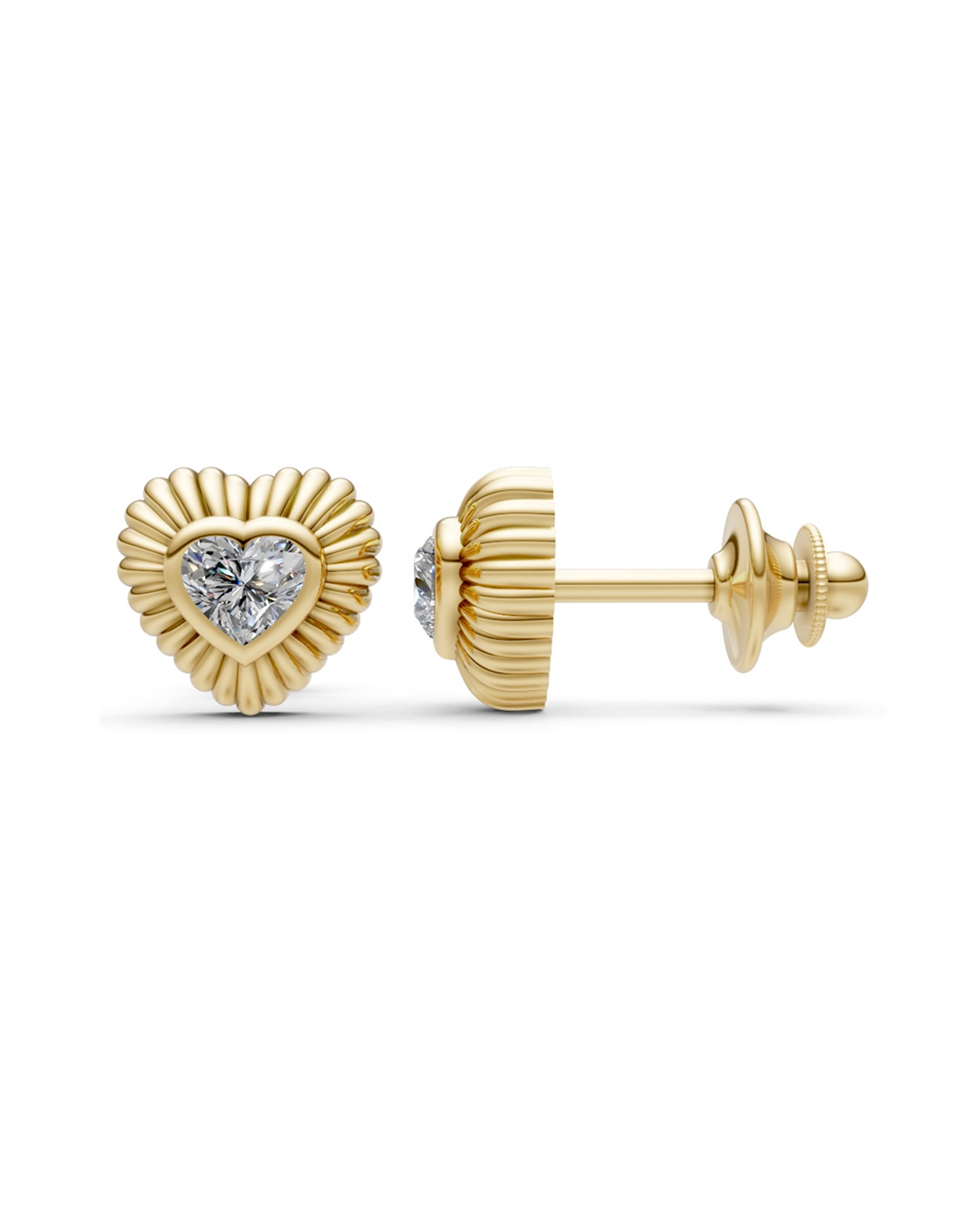 HEART FLUTED STUD EARRINGS