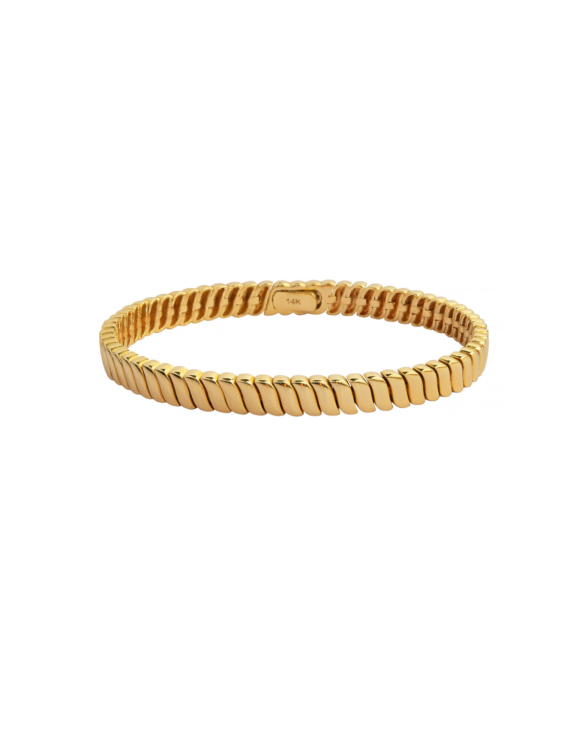Gold bracelet on a white background