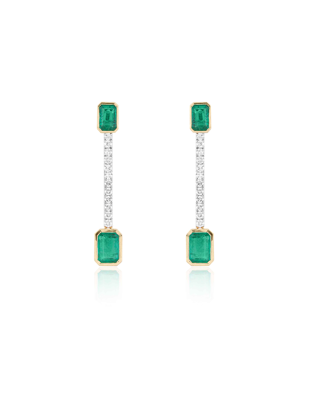 COLOMBIAN EMERALD LINE DROP EARRINGS