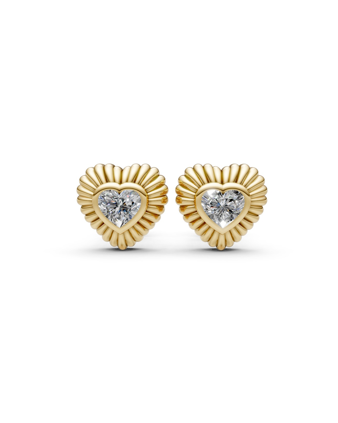 HEART FLUTED STUD EARRINGS