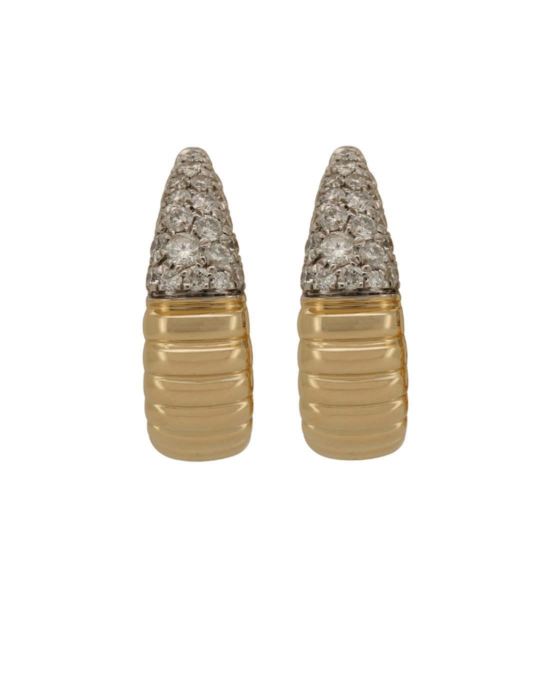PAVÉ TIP RIBBED HOOP EARRINGS