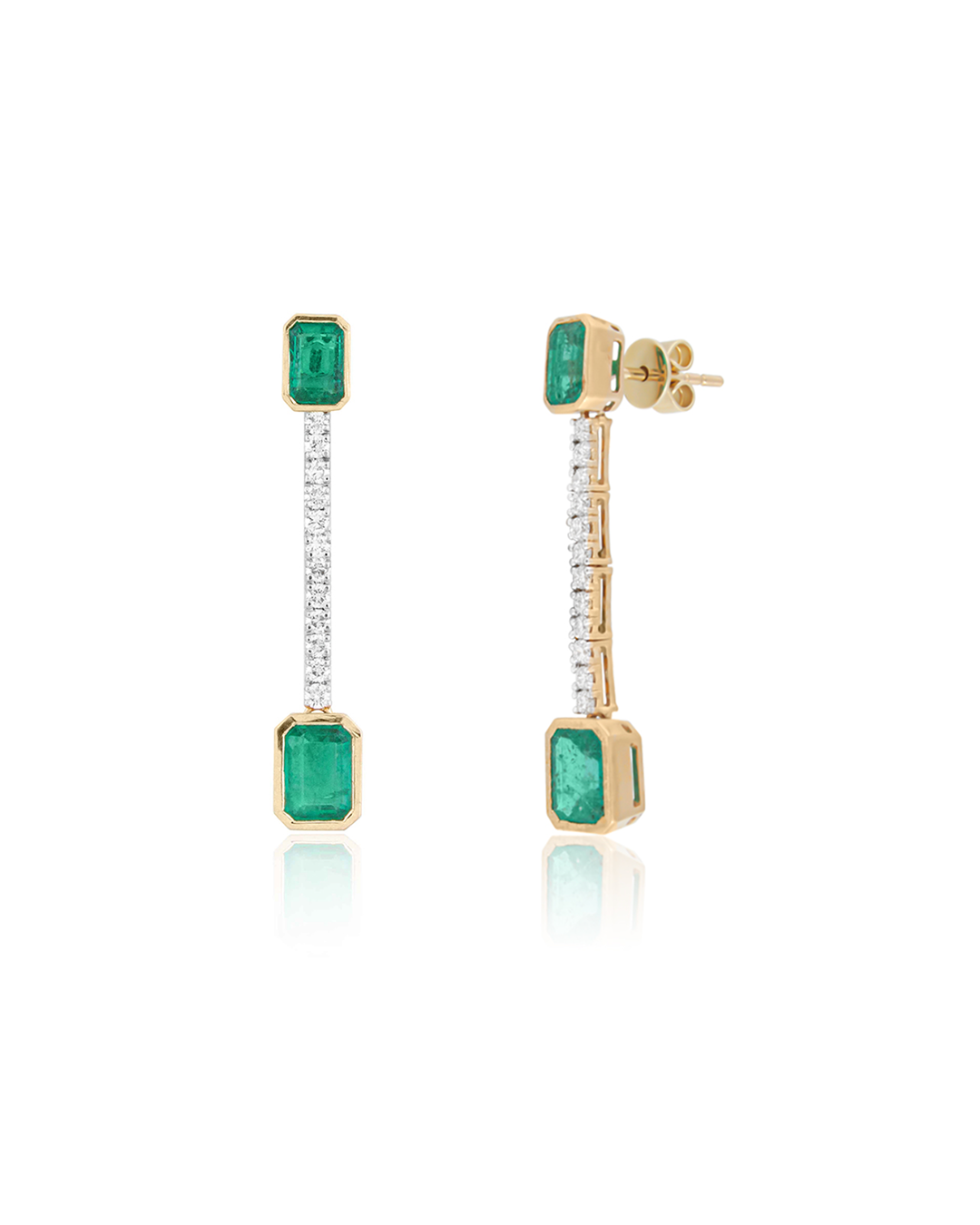 COLOMBIAN EMERALD LINE DROP EARRINGS