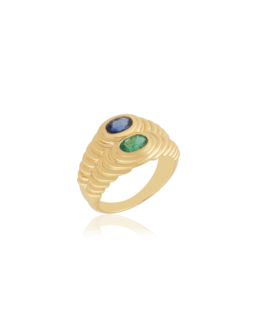 RIBBED DUO GEMSTONE RING