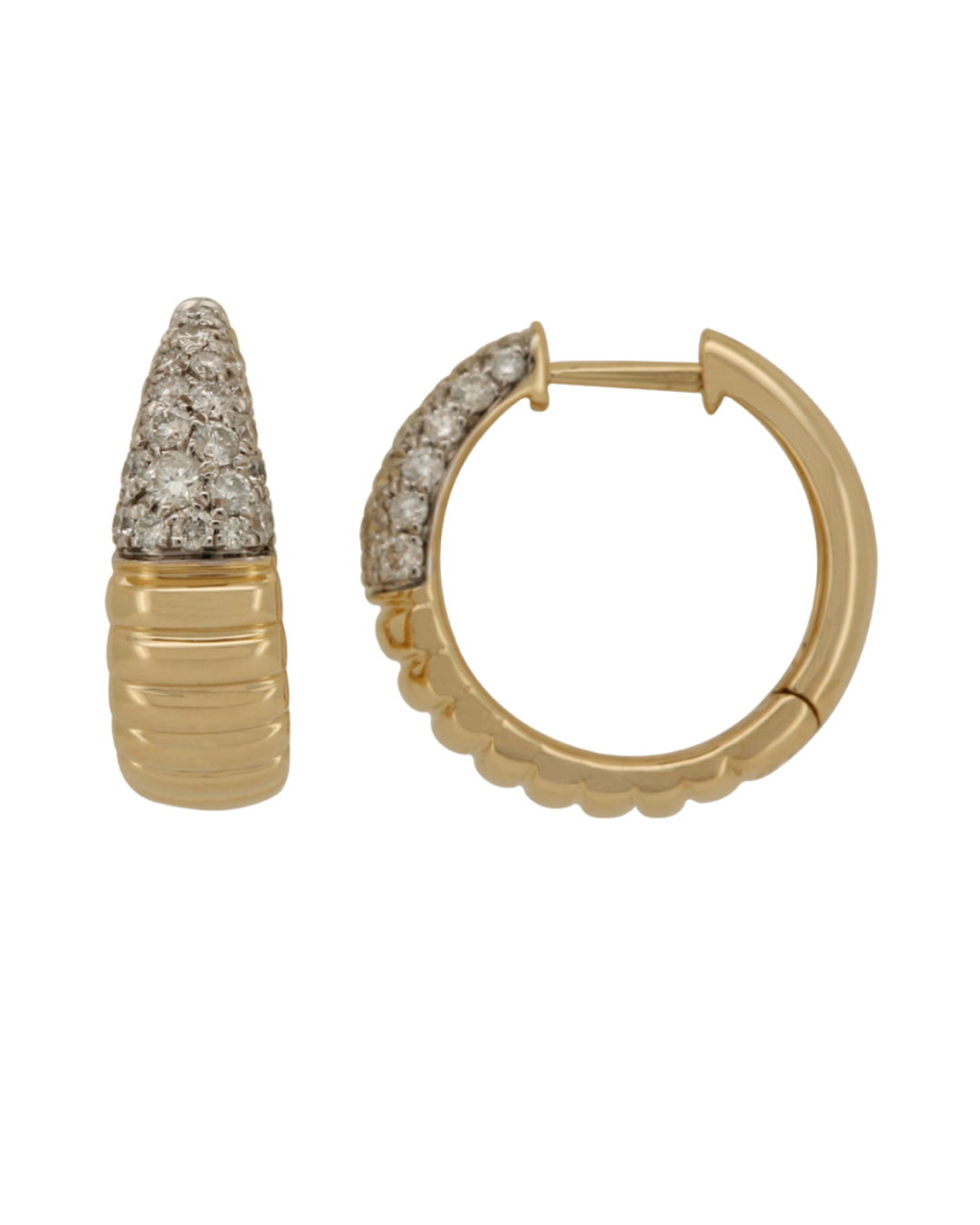 PAVÉ TIP RIBBED HOOP EARRINGS