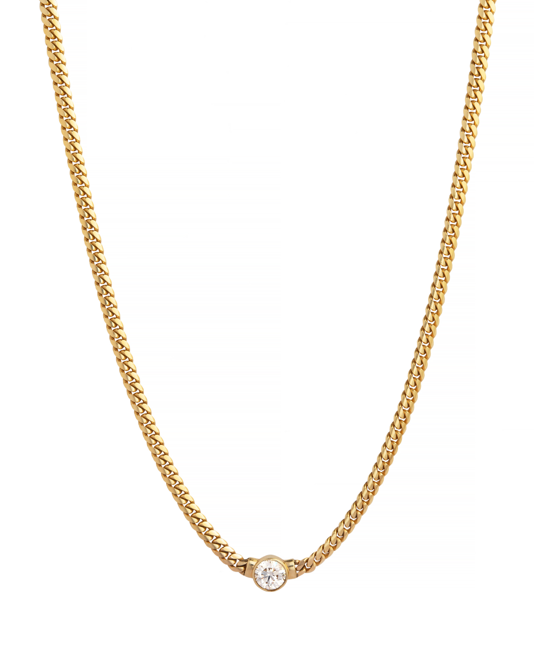 Cuban Link Bezel Set Necklace