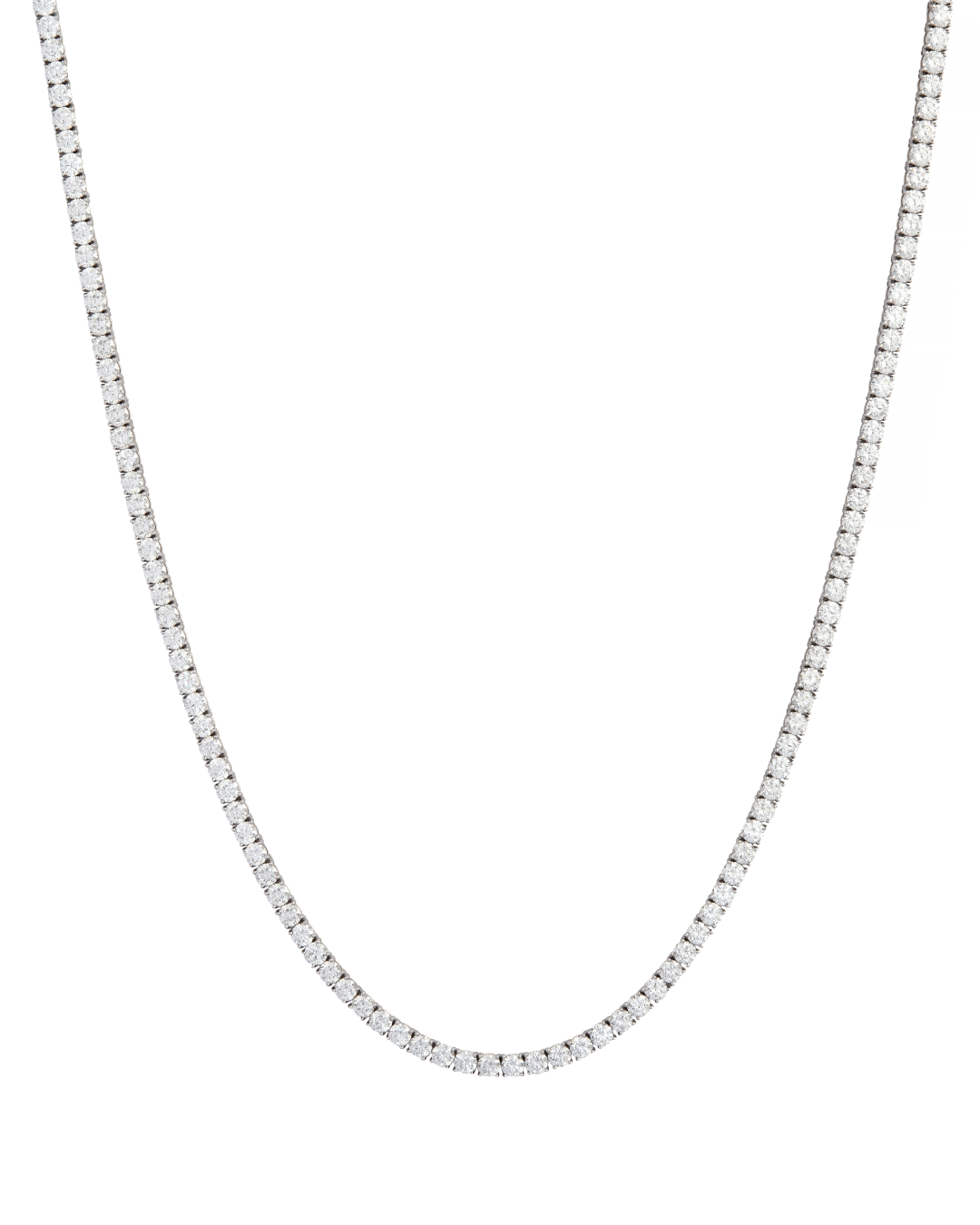Silver chain necklace on a white background