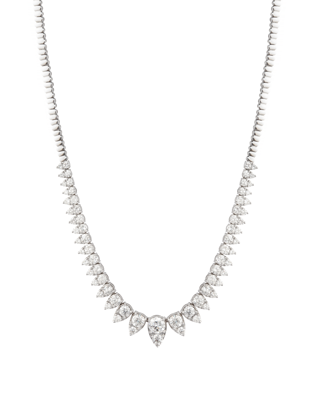 Diamond necklace on a white background