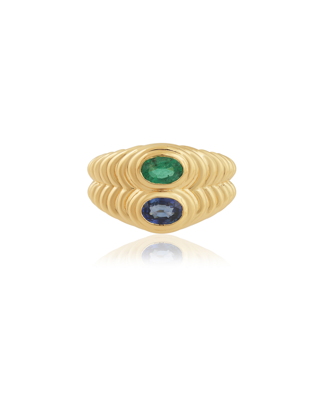 RIBBED DUO GEMSTONE RING